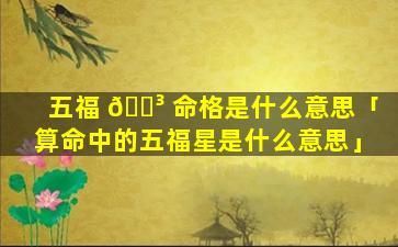 五福 🌳 命格是什么意思「算命中的五福星是什么意思」